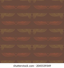 Seamless pattern with ancient egyptian symbol Winged sun for your project