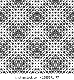 Seamless pattern. Ancient mosaic. Folk wallpaper. Stylized chevrons, diamonds, circles ornament. Simple shapes backdrop. Figures background. Tribal motif. Digital paper, textile print. Vector.