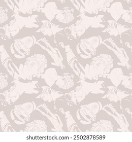 Seamless pattern with ancient sculptures and statues. Vector illustration.