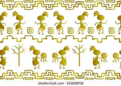 Seamless pattern with ancient shaman. EPS10 vector illustration