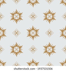 Seamless pattern of ancient Slavic symbols and signs. Mythological ornament.Background from elements of old runes. Surface for textiles, paper, wallpaper, industrial items.Vector illustration. 
