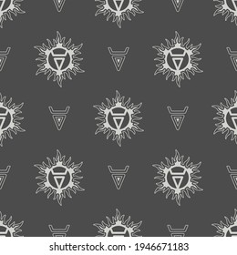 Seamless pattern of ancient Slavic symbols and signs. Mythological ornament.Background from elements of old runes. Surface for textiles, paper, wallpaper, industrial items.Vector illustration. 
