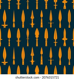 Seamless pattern with ancient spearheads for your project