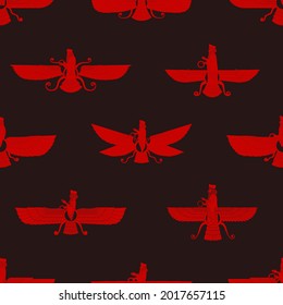 Seamless pattern with ancient  sumerian symbol Faravahar for your project