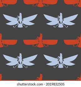 Seamless pattern with ancient  sumerian symbol Faravahar for your project