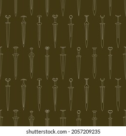Seamless pattern with ancient swords for your project