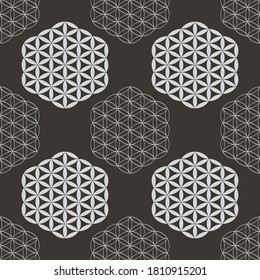 Seamless pattern with ancient symbol flower of life