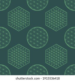 Seamless pattern with ancient symbol flower of life for your project