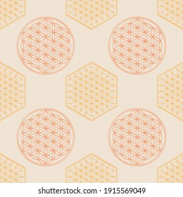 Seamless pattern with ancient symbol flower of life for your project