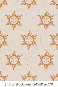 seamless pattern with the ancient symbol of the sun with face vector illustration