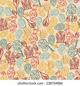 seamless pattern with ancient tribal symbols 