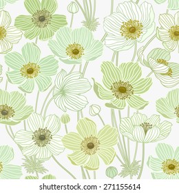seamless pattern with anemone