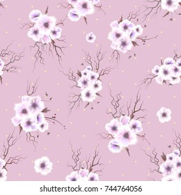 Seamless pattern with a Anemone flowers. Vector illustration.