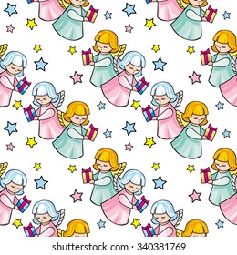 Seamless pattern with angels