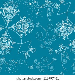 Seamless pattern of the angels and flowers