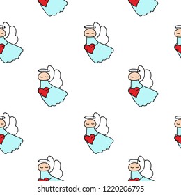 Seamless pattern with angels. Valentine's Day. Love.