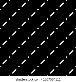 Seamless pattern. Angled stripes, rhombuses motif. Diagonal lines, diamonds ornament. Slanted dashes, squares background. Tilted strokes, dots wallpaper. Striped, dotted backdrop. Vector illustration.