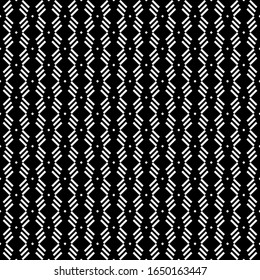 Seamless pattern. Angled stripes, rhombuses motif. Slanted dashes, squares background. Diagonal lines, diamonds ornament. Tilted strokes, dots wallpaper. Striped, dotted backdrop. Vector illustration