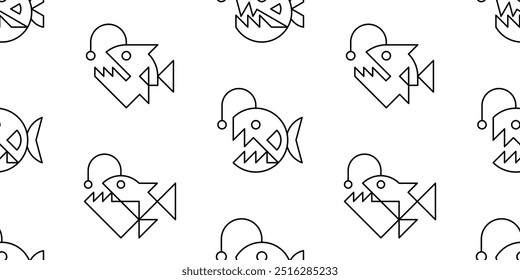 Seamless pattern with Anglerfish. isolated on white background
