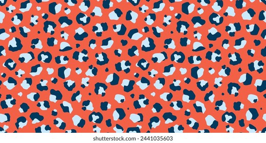 Patrón sin fisuras con estampado de color animal. Adorno brillante con manchas y formas aleatorias. Gráficos vectoriales.