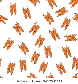 Seamless pattern with animal deer. Animal cartoon character design. Vector Illustration.