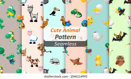Seamless Pattern Animal Flat in Pastel Background. Fit For Fabric, toys, kids, wallpaper, book Etc.