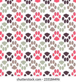 Seamless pattern with animal footprint texture. Vector illustration