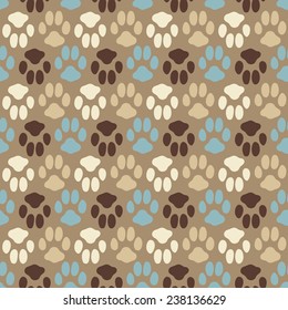 Seamless pattern with animal footprint texture. Vector illustration