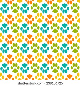 Seamless pattern with animal footprint texture. Vector illustration