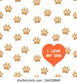 Seamless pattern with animal footprint texture. Vector illustration