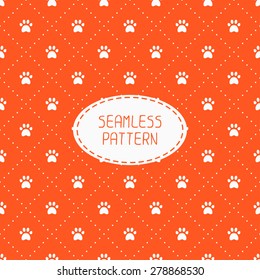 Seamless pattern with animal footprints, cat, dog. Wrapping paper. Paper for scrapbook. Tiling. Vector illustration traces with paw prints. Background. Stylish graphic texture for design, wallpaper.