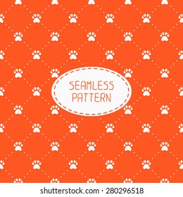 Seamless pattern with animal footprints, cat, dog. Wrapping paper. Paper for scrapbook. Tiling. Vector illustration traces with paw prints. Background. Graphic texture for design, wallpaper.