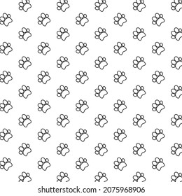 Seamless pattern of animal footprints in white background with mini doodle (icon). Vector Illustration