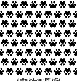 Seamless pattern with animal footsteps on white background