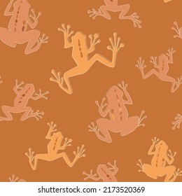 Seamless pattern with animal frogs. Abstract contemporary print with aquatic amphibians. Vector graphics.