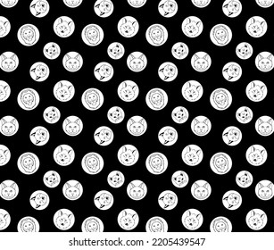 Seamless Pattern of Animal Head Icon Black and White Vector 
