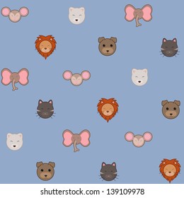seamless pattern of animal heads