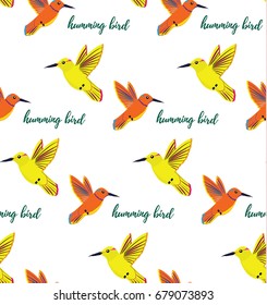 seamless pattern animal humming bird 