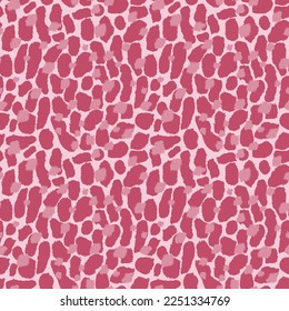 Seamless pattern with animal leopard skin imitation. Design 2023 in trendy colors Viva Magenta. Vector illustration.