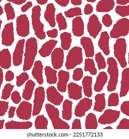 Patrón sin foco con imitación de piel de leopardo animal. El Viva Magenta, de diseño en 2023, está decorado con colores de moda. Ilustración vectorial.