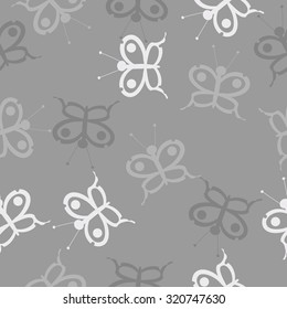 Seamless   pattern of  animal motif, butterflies, stripes, ellipses. Hand drawn.