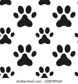 Seamless pattern with animal paw print. Vector illustration