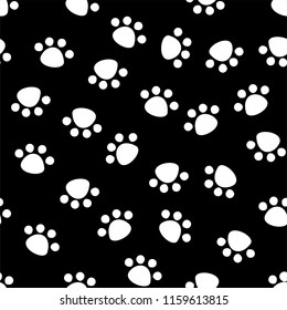 Seamless pattern with animal paw prints, cute Pet paws, background texture. vector illustration.