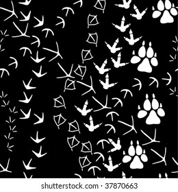 Seamless pattern with animal paw tracks