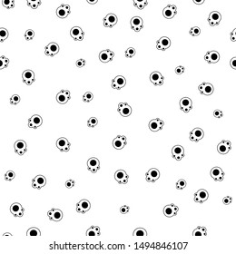 Seamless pattern with animal paws, cartoon design. Vector illustration. Objects isolated on white background. Black and white.