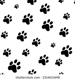 Seamless pattern of animal paws on white background