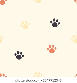 Seamless pattern with animal paws. Vector illustration for printing. Cute children's background. 