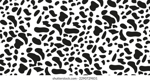 Seamless pattern with animal print dolmatian. Black spots. Suitable for printing and textiles.