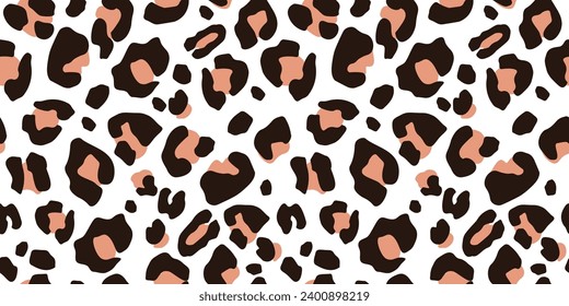 Seamless pattern with animal print and leopard coloring. Predatory feline spots. Vector graphics.
