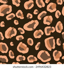 Seamless pattern with animal print, spots on dark background. Vector illustration. Abstract vector texture for textile, fabric, wrapping paper. 